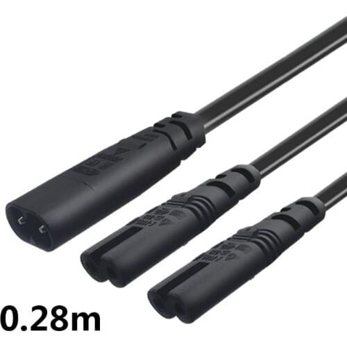 IEC 320 C8 2Pin Male to 2xC7 Female Y Split Power Cable About 28CM C8 to Dual double C7 IEC 2Pin Figure 8 Male to 2 Female Cord