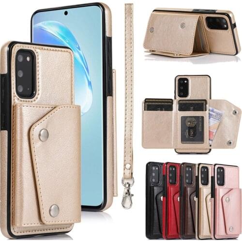 S20 Ultra Phone Case For Samsung Galaxy S20 Plus Case Fashion Leather Wallet Card With lanyard Stand Cover Phone Bags Case