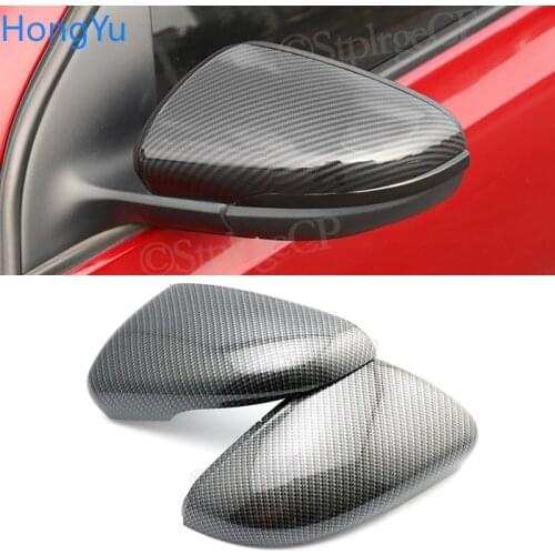 For Volkswagen GOLF 6 VI MK6 GTI R Line R20 Touran Carbon Fiber Pattern Mirror Case Black Side Wing Rearview Mirror Cover