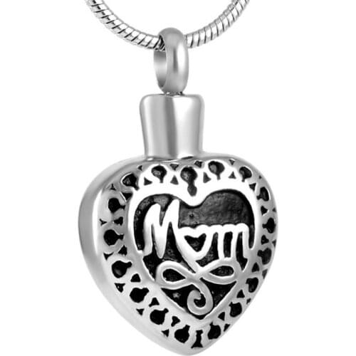 IJD8372 Dear Mom Cremation Urn Jewelry Pendant Necklace Keepsake Ash Holder-I Will Keep You Forever In My Heart,Mom