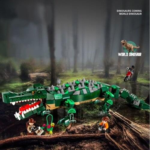 Sarcosuchus imperator Crocodile Jurassic period Dinosaur world Park Model Building Blocks Bricks toys boys gifts