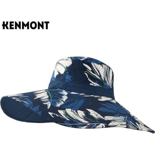 Kenmont foldable big brim UV protection sun hat womens sun oversized fisherman hat female spring and summer heat insulation