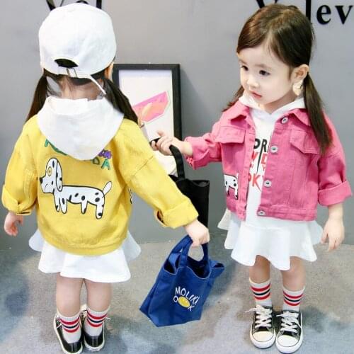 Baby Girls Jackets 2018 New Spring Autumn Children Cartoon Dog Print Coat Girls Cartoon Fawn Print Jacket Kids Clothes 1-6 Years