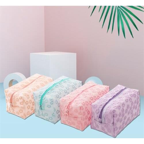 New floral print transparent waterproof makeup cosmetic bag small chrysanthemum cosmetic bag travel storage bag