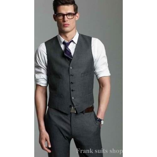 New Arrival Charcoal Mens Waistcoat Groomsmens Vest Wedding Prom Party Formal Wear Business Men Vests Custom Made Casual Wear