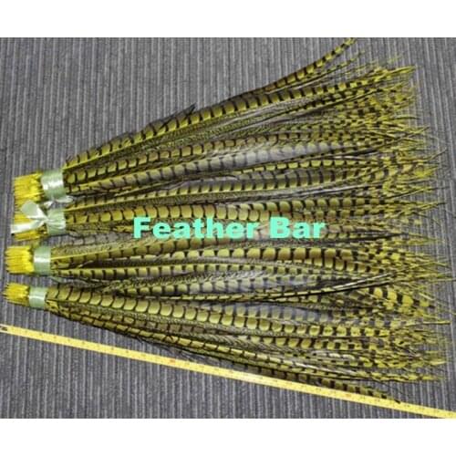 Factory Wholesale 50pcs/lot 90-100cm 100-110cm Natural Yellow Dyed Lady Amherst Pheasant Feather for Carnival Costume Ideas