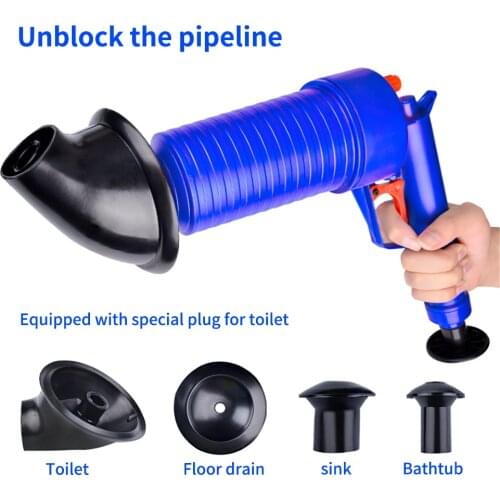 Air Power Drain Blaster Gun High Pressure Pipe Plunger Drain Clean Pump Pipeline Clogged Bathroom Sink Toilet Clean Tool