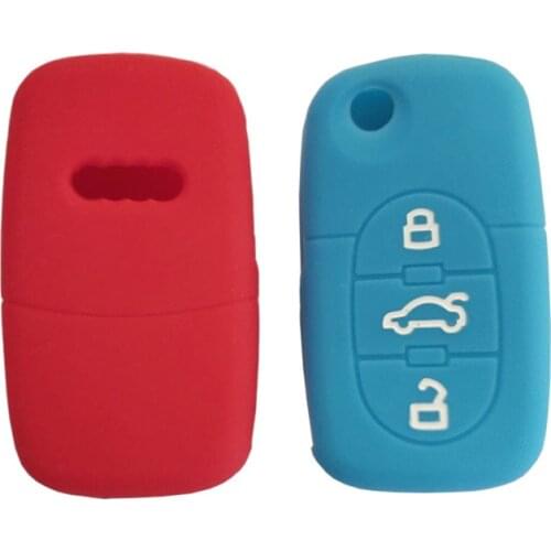 PREISEI Back Hollow 3 Buttons Silicon Remote Key Covers For Car Audi A3 A4 A6 A8 B5 TT RS4 Quattro Auto Key Protector Bag