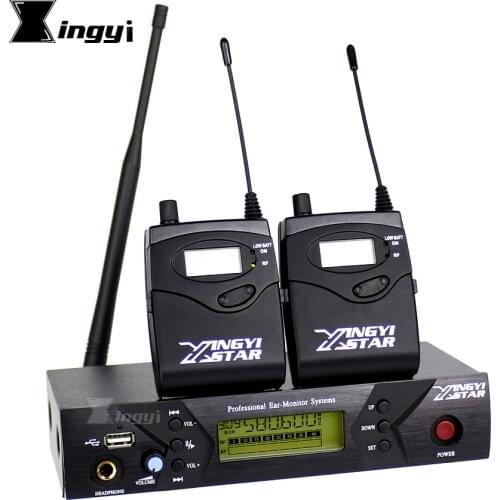 Professional Stage Studio In Ear Monitor UHF Wireless System Two Bodypack Receivers & One USB Transmitter Monitoring in Earphone