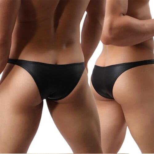 Sexy Lacquer Leather Men Briefs Stage Performance Sexy Mens Bikini Underwear Gay Fashion Tight Underpants Mens Clothing