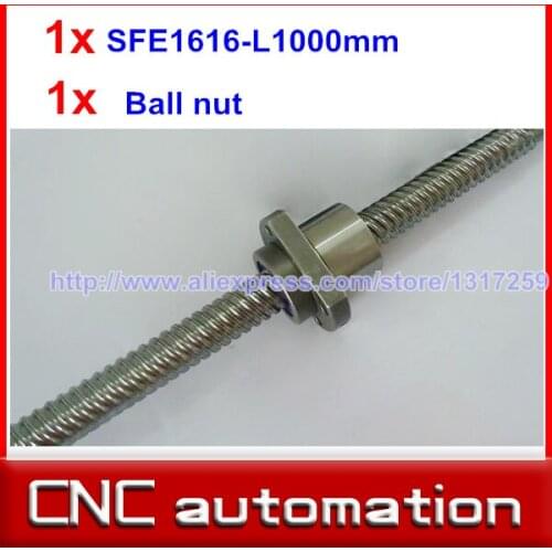 SFE1616 Dia.=16mm Lead=16mm High ballscrew rail rail 1616 -L 1000mm ball screw with 1pcs ballnut for CNC Machining Tool