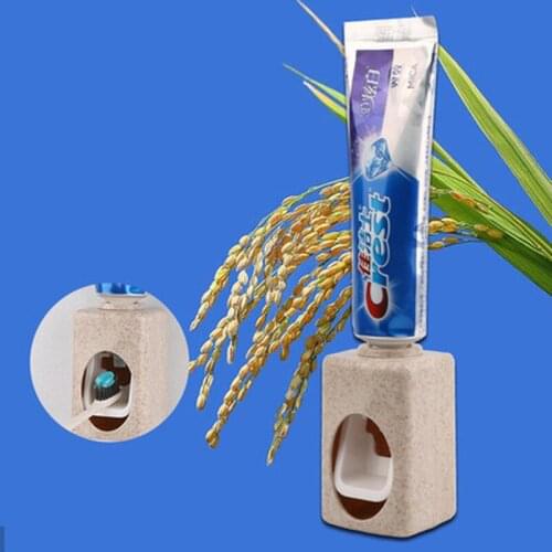 Wheat Straw Toothpaste Squeezers Bathroom Accessories Set Wall Mount Toothpaste Dispenser ToothBrush Holder Bathroom Tools Home