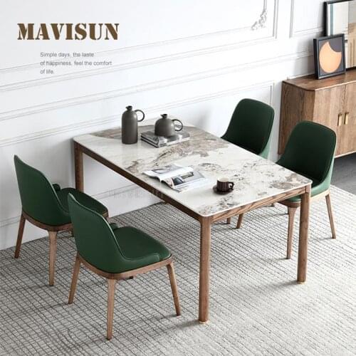 Modern Minimalist Kitchen Table Italian Simple Light Luxury Marble Dinning Table With Chairs Restaurant Household Furniture