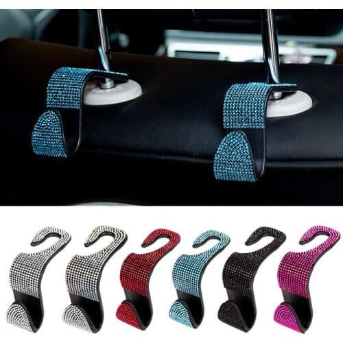Universal Car Seat Back Hook Rhinestones Hanger Auto Back Headrest Mount Storage Holder Car Interior Accessories