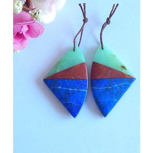 Birthday gift,Fashion jewelry,Natural Chrysocolla,Lapis lazuli,Multi-Color Picasso Jasper women Earring pair,38x23x5mm,11.6g