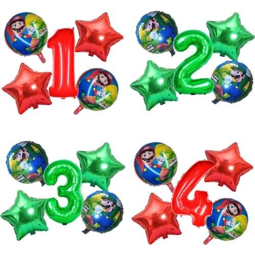 Super Mary Aluminum film balloon Mario Digital number Balloons around the game Childrens birthday party decoration balloons