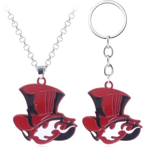 Japanese Game Persona 5 P5 Keychain Take Your Heart Logo Red Hat Key Chain for Women Men Car Keyring Choker Souvenir Gift
