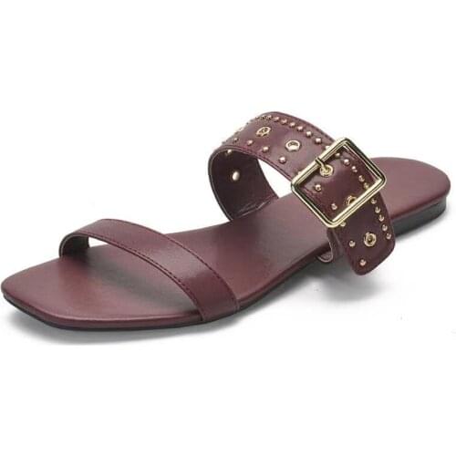 LLOGAI 2021 Winered Women Summer Fashion Sandals Female Sandals Buckle Ladies Sandals Zapatillas Casa Mujer Sapatos Femininos