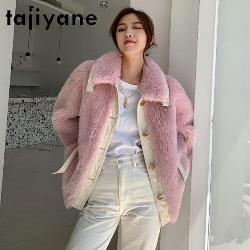 Tajiyane Winter Coat Women Real Fur Coats Woman 100% Wool Jackets Female Sheepskin Sleeves Cloth Fashion Mujeres Abrigos TN1585