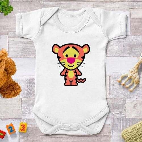 1Pc Baby Girl Pajamas Short Sleeves Newborn Boy Rompers 0-24 Months Infant Sleepers Tigger Cartoon Toddler Onsies Baby Clothes