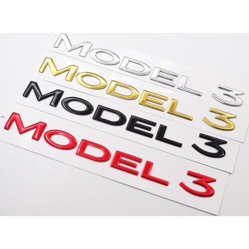 1pcs Tesla ABS 3D MODEL 3 Car Rear emblem logo letter sticker Rear tail door trunk sticker car rear sticker styling Accessories