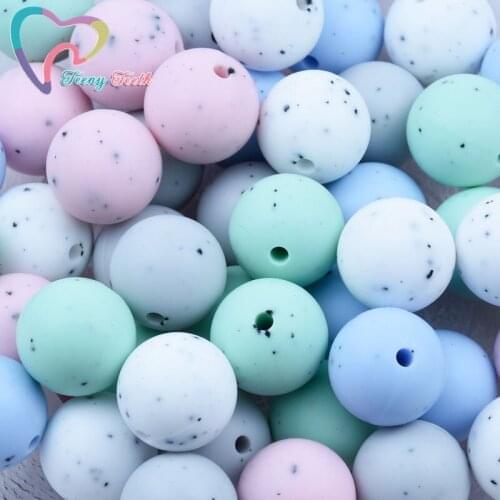10 PCS 15 MM Gritty Colors Baby Round Beads Sesame Silicone Ball Beads Teething Necklace Making Childrens Goods Baby Teether