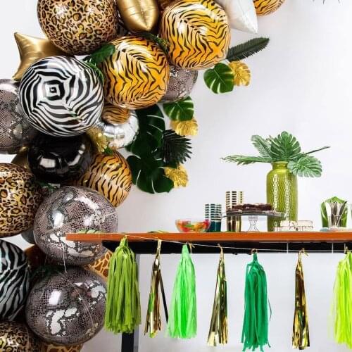 20pcs 22inch 4D Helium Foil Balloons Zebra Tiger Snake Giraffe Lion Animal Ballons Baby Shower Jungle Birthday Party Decor Kids