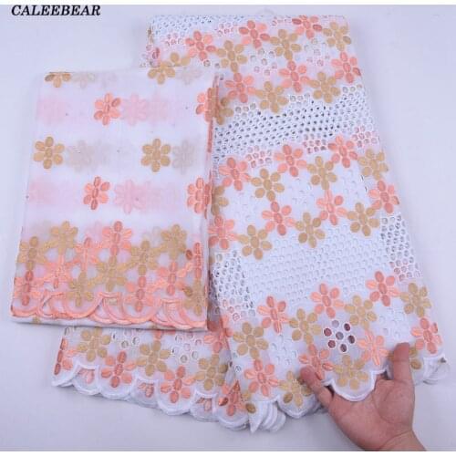 5+2 Yards High Quality Swiss Voile Dry Cotton Lace Fabric African Lace Fabric Embroidery Nigerian Lace Fabrics For Party S2005