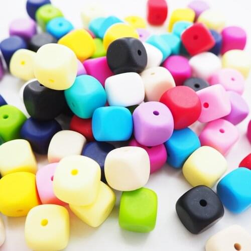 Chenkai 50pcs BPA Free Loose 13mm Silicone Square Dice Teether Beads DIY Baby Pacifier Jewelry Sensory Toy Gift Accessories