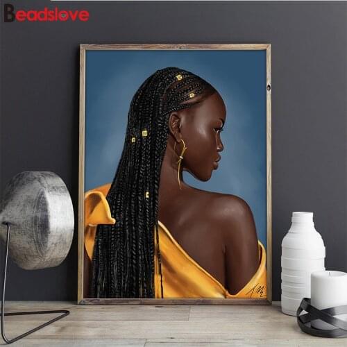 African art black girl 5D Diy diamond painting kits cross stitch diamond Mosaic embroidery woman portrait Home decoration gift