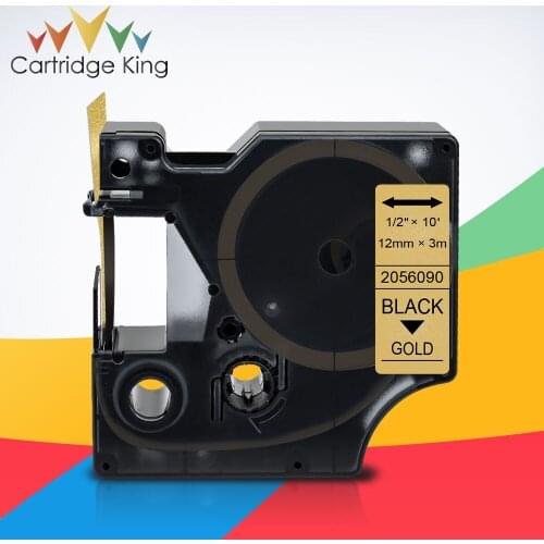 Compatible Dymo D1 Shiny Bling Tape 12mm Black on Gold Glitter Label Tape 2056090 for Dymo PNP Printer Lablemanager LM160 LM280