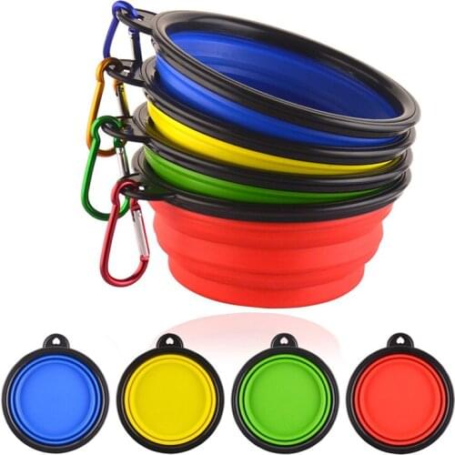 Large Collapsible Dog Pet Folding Silicone Bowl Outdoor Travel Portable Puppy Food Container Feeder Dish Bowl Food Container