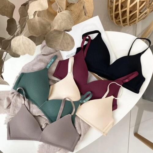 Triangle Bra For Women Summer Bodysuit Underwear Seamless Thin Sexy Lingerie Set Triangle Cup Cotton Simple Solid Color Bralette