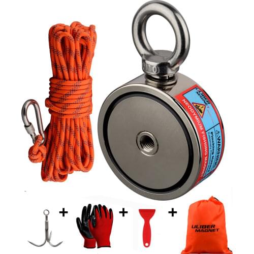 Double Sided 300-500KG Magnet Fishing Kit Neodymium Magnets Rope Claw Gloves Glue Plastic Shovel Bag Magnetic Recovery Salvage