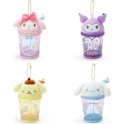 Japan Cartoon Kawali Kuromi Cinnamoroll My Melody Charmmy Pompom Purin Bag Cute Soft Stuffed Plush Cup Pendant Adult Kids Toys