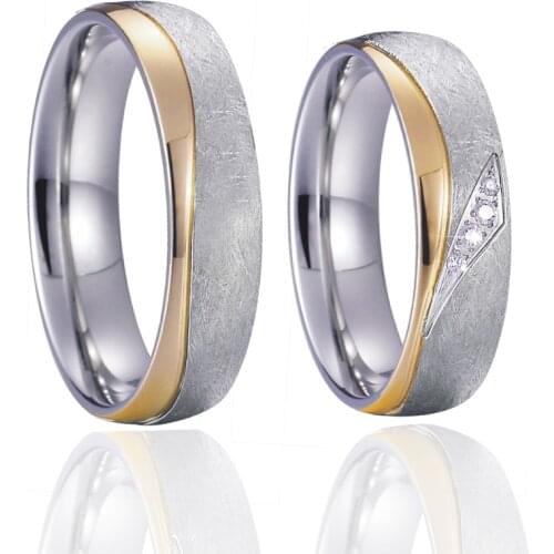 Classic 6mm surgical stainless steel jewelry promise wedding rings for couple parents gift