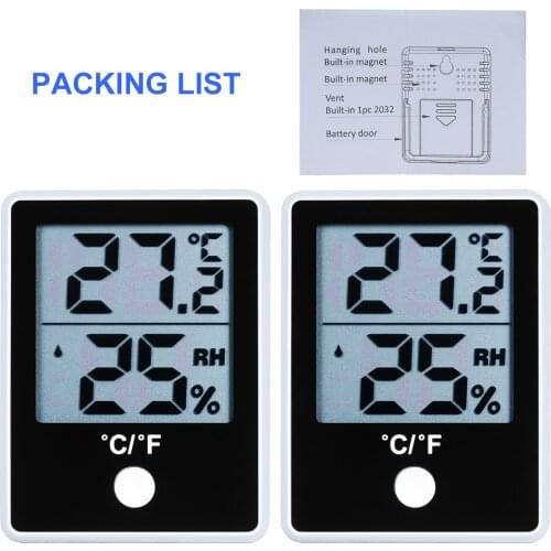 2pc Temperature Humidity Meter LCD Digital Thermometer Hygrometer Magnetic Temperature Meter Humidity Gauge ℃/℉ Switchable