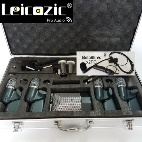 Leicozic DMK7 Classic Drum Microphone Kit :beta 91A X1 beta 98h/c X2 beta 56A X4 Professional Wired Dynamic Drum Mic Kit Metal