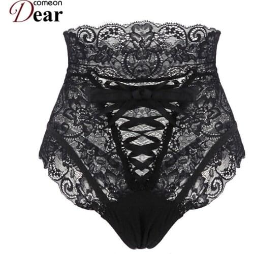 Comeondear Lace Womens Panties High Waist M XXXL Bragas Mujer Transparent Big Size Erotic Underwear Seamless Panties PB5139