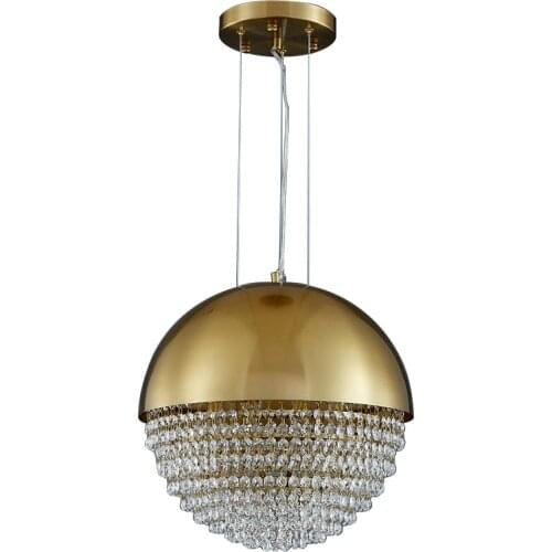 Led E14 Postmodern Golden Ball Stainless Steel Crystal Pendant Hanging Light Fixture Bedroom Dining Room Loft Art Decor Lamp