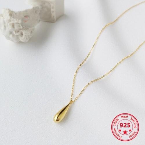 Hot Sale 100% 925 Silver Korea Style Simple Trendy Waterdrop Pendant Choker Clavicle Necklace Jewelry for Women