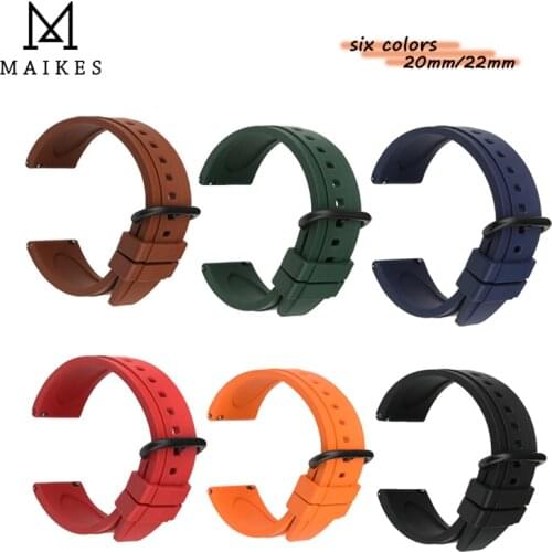 MAIKES 6 colors Premium-Grade Fluorine Rubber Quick Release Spring Bar Watch Strap Men Women Waterproof Sport Watchband
