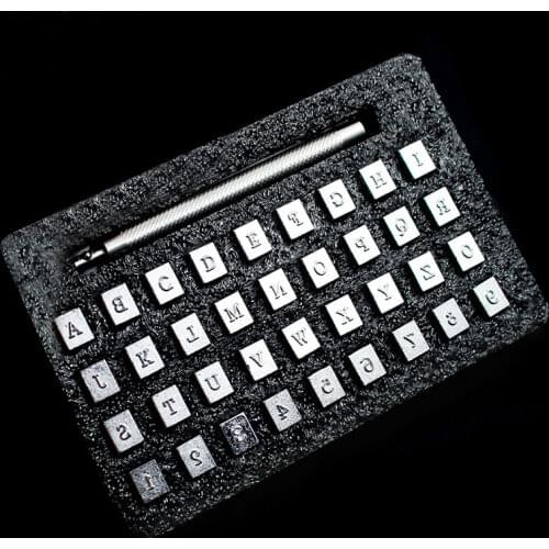 1set Metal Stamper Model English Letters&Arabic Numerals Stamping Leather Punching Pattern Leathercraft Making Logo Carving Tool