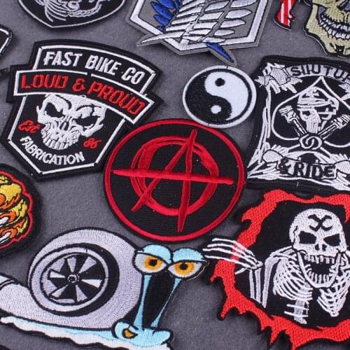 Punk Clothing Patches Iron on Patches Biker Patch Embroidery Patches For Clothing Stripes DIY Punk Badges On Clothes Accessories