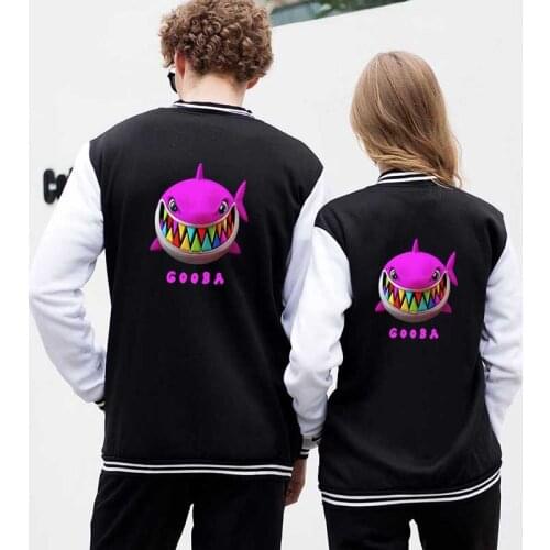 New Fashion Print Rainbow Shark Cartoon Baseball Jacket Coat Men Women Hoodie Sweatshirt Tops Long Sleeve Unisex Hoodies Jackets