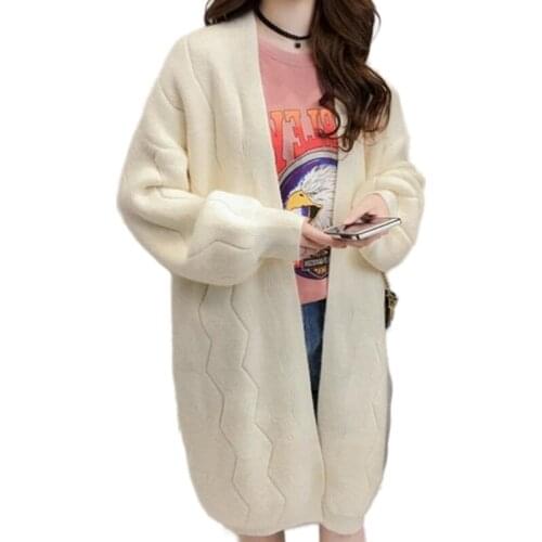 Solid Color Knitting Cardigans Women Autumn Winter Long Sleeve Casual Knitwear Ladies Long Sweater Coats