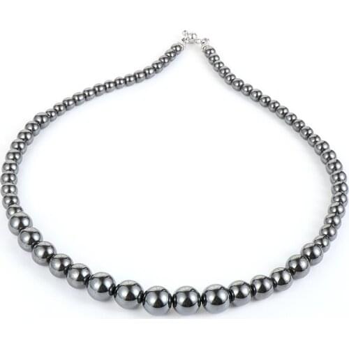 6-12mm Black Hematite Obsidian Turquoises Tiger Eye Stone Beads Necklace 18/20 Inch Choker For Men Women Natural Stone Jewelry