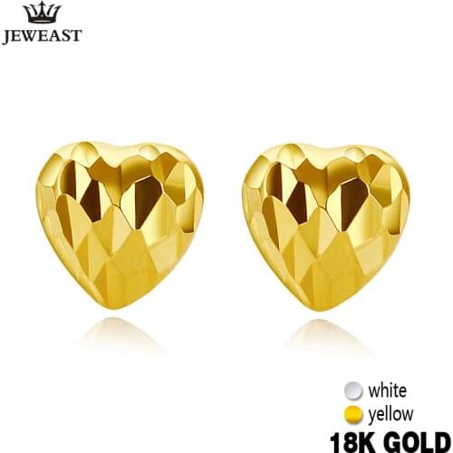 18k Pure Gold Earring White Rose Yellow Heart Fine Classic Jewelry Women Mother Girl Gift Trendy Hot Selling Party Discount New