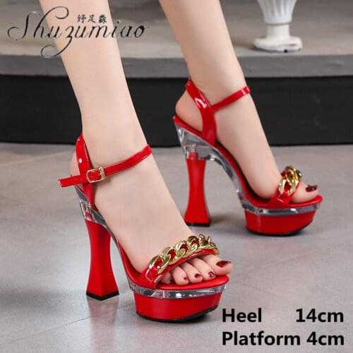 Model Wedding Sexy Nightclub Platform 14 CM Party Club Super High Heel Sandals Striptease Show Pole Dancing Shoes Women 2021 New
