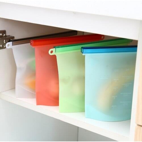 1000ml Reusable Vacuum Silicone Food Fresh Bag Sealer Milk Fruit Meat Storage Bags Refrigerator Food Storage Organizer Bag